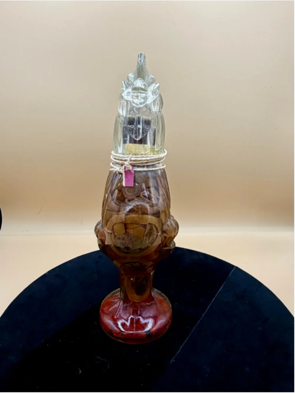 Shonfeld's Rooster Shaped Decorative Vinegar Bottle, One Size, Clear and Red